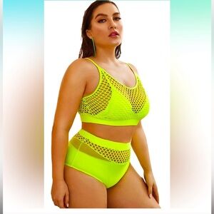 Neon meshed high waisted bikini!